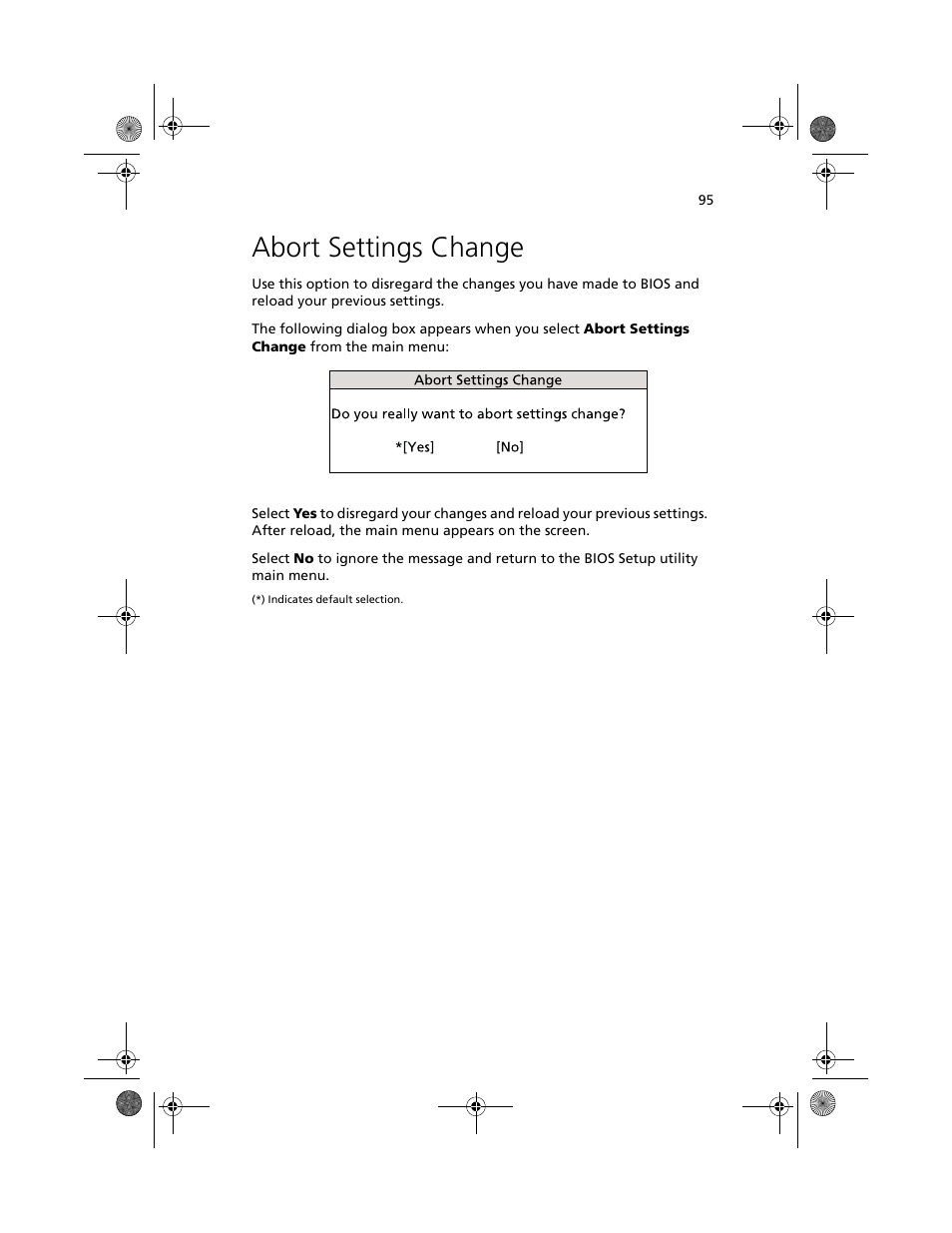 Abort settings change | Acer Altos R500 User Manual | Page 105 / 142