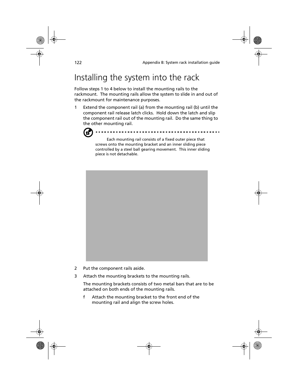 Installing the system into the rack | Acer Altos R500 User Manual | Page 132 / 142