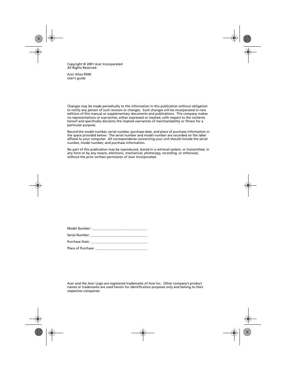 Acer Altos R500 User Manual | Page 2 / 142
