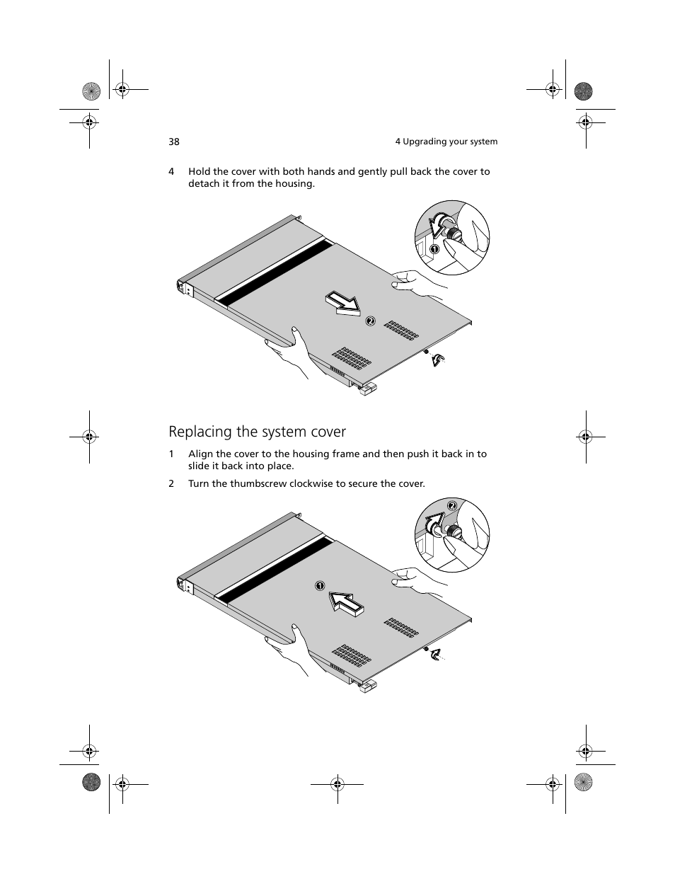 Replacing the system cover | Acer Altos R500 User Manual | Page 48 / 142