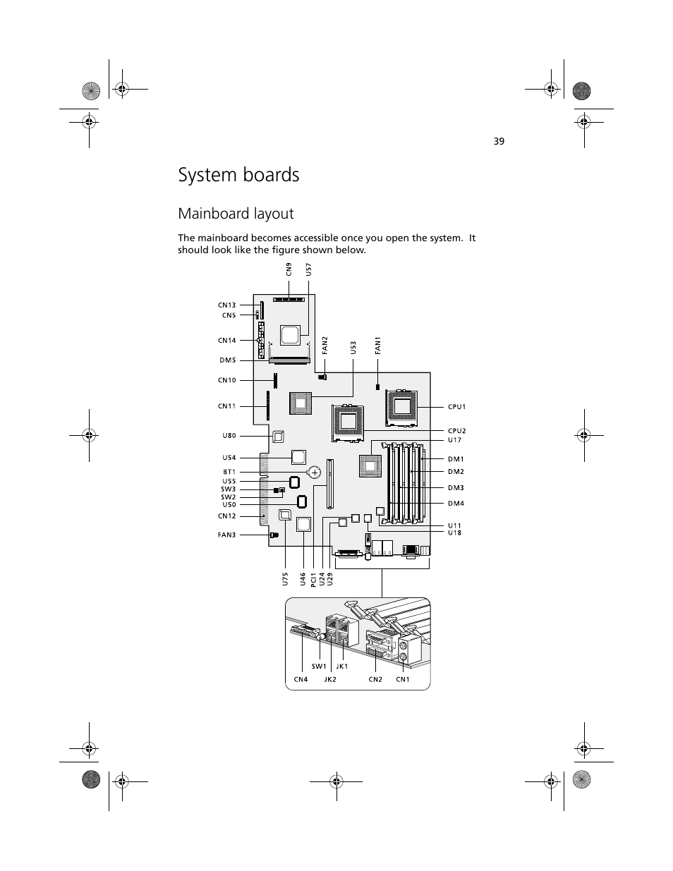 System boards, Mainboard layout | Acer Altos R500 User Manual | Page 49 / 142