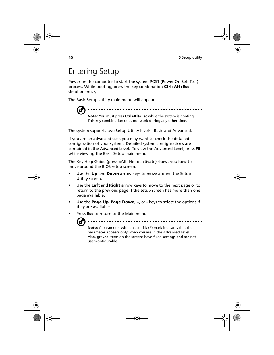 Entering setup | Acer Altos R500 User Manual | Page 70 / 142