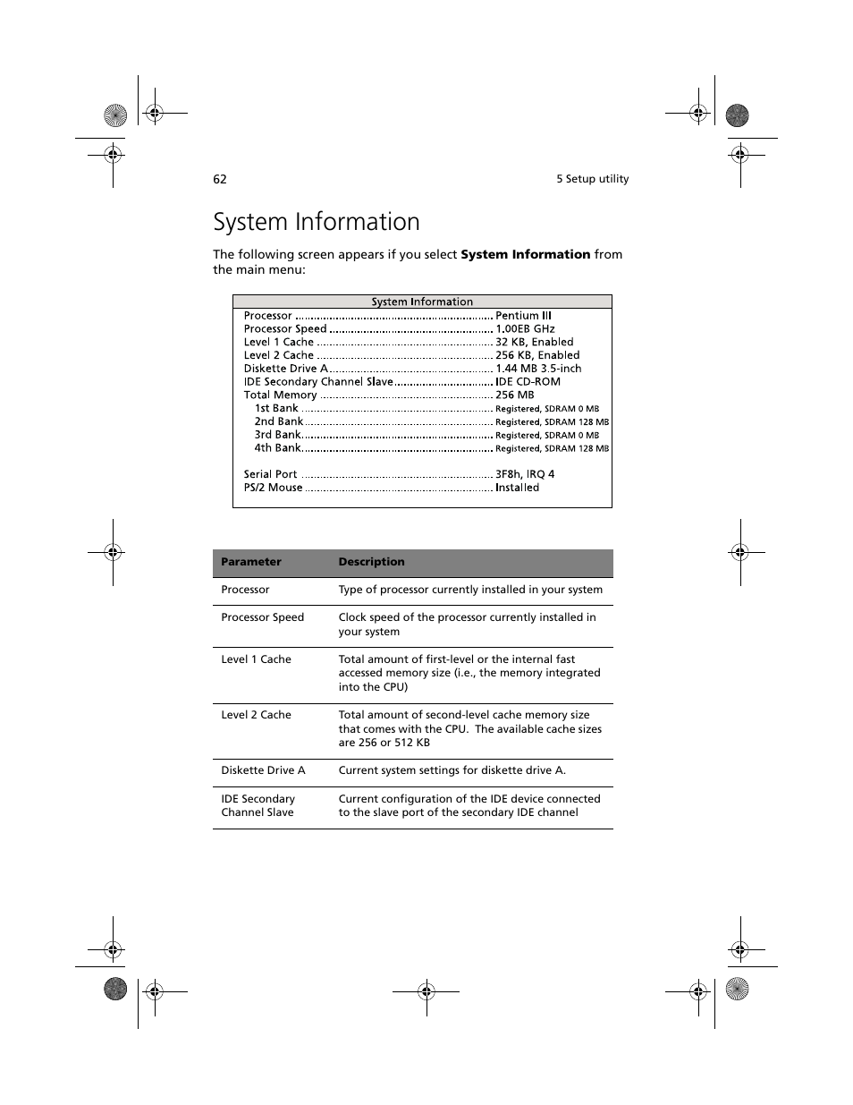 System information | Acer Altos R500 User Manual | Page 72 / 142