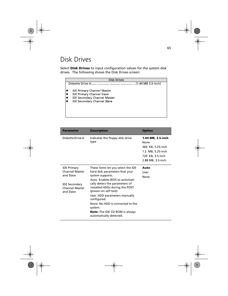 Disk drives | Acer Altos R500 User Manual | Page 75 / 142