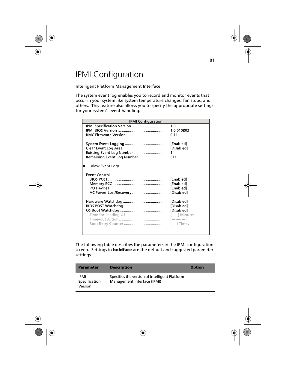 Ipmi configuration | Acer Altos R500 User Manual | Page 91 / 142