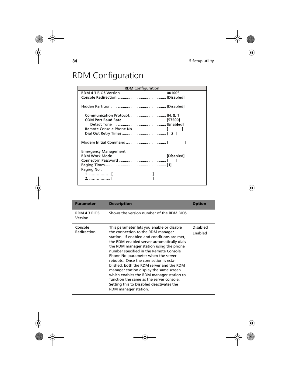 Rdm configuration | Acer Altos R500 User Manual | Page 94 / 142