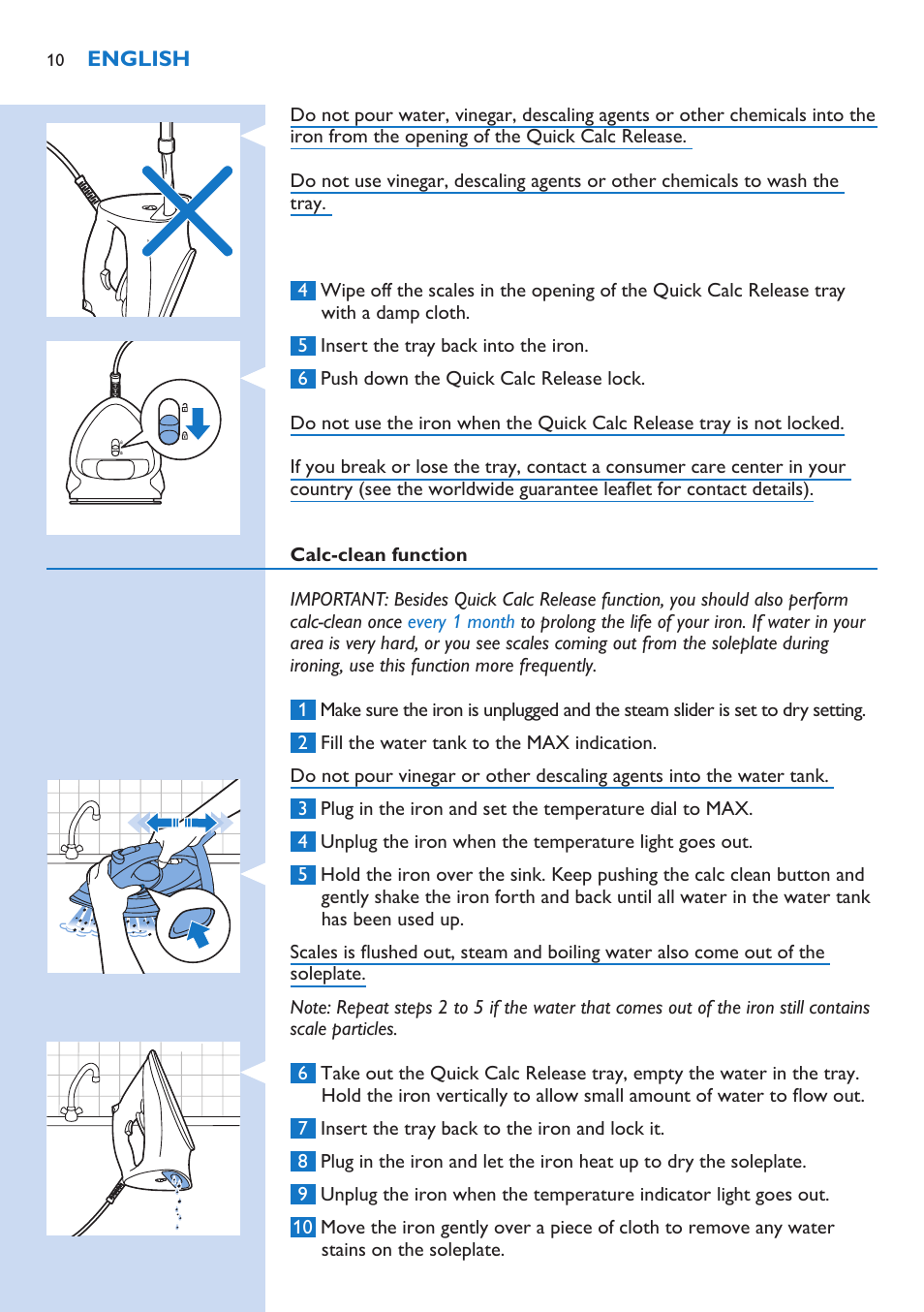 Philips Azur Performer Plus Fer vapeur User Manual | Page 10 / 37