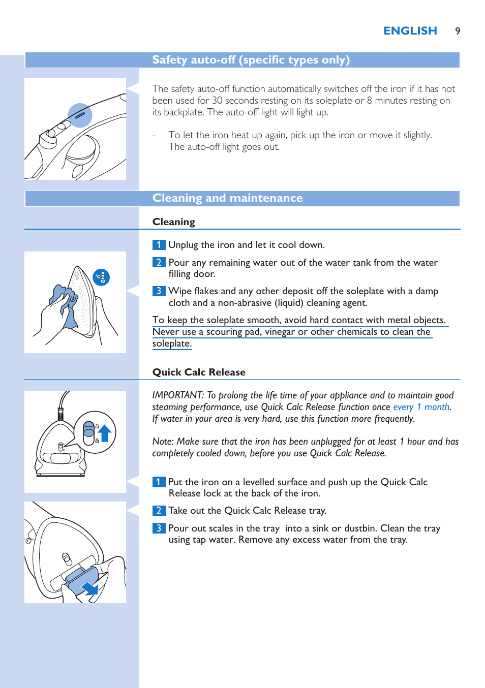 Philips Azur Performer Plus Fer vapeur User Manual | Page 9 / 37