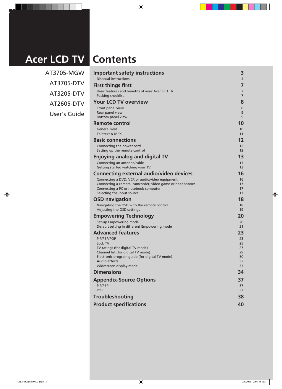 Acer AT3705-MGW User Manual | 41 pages