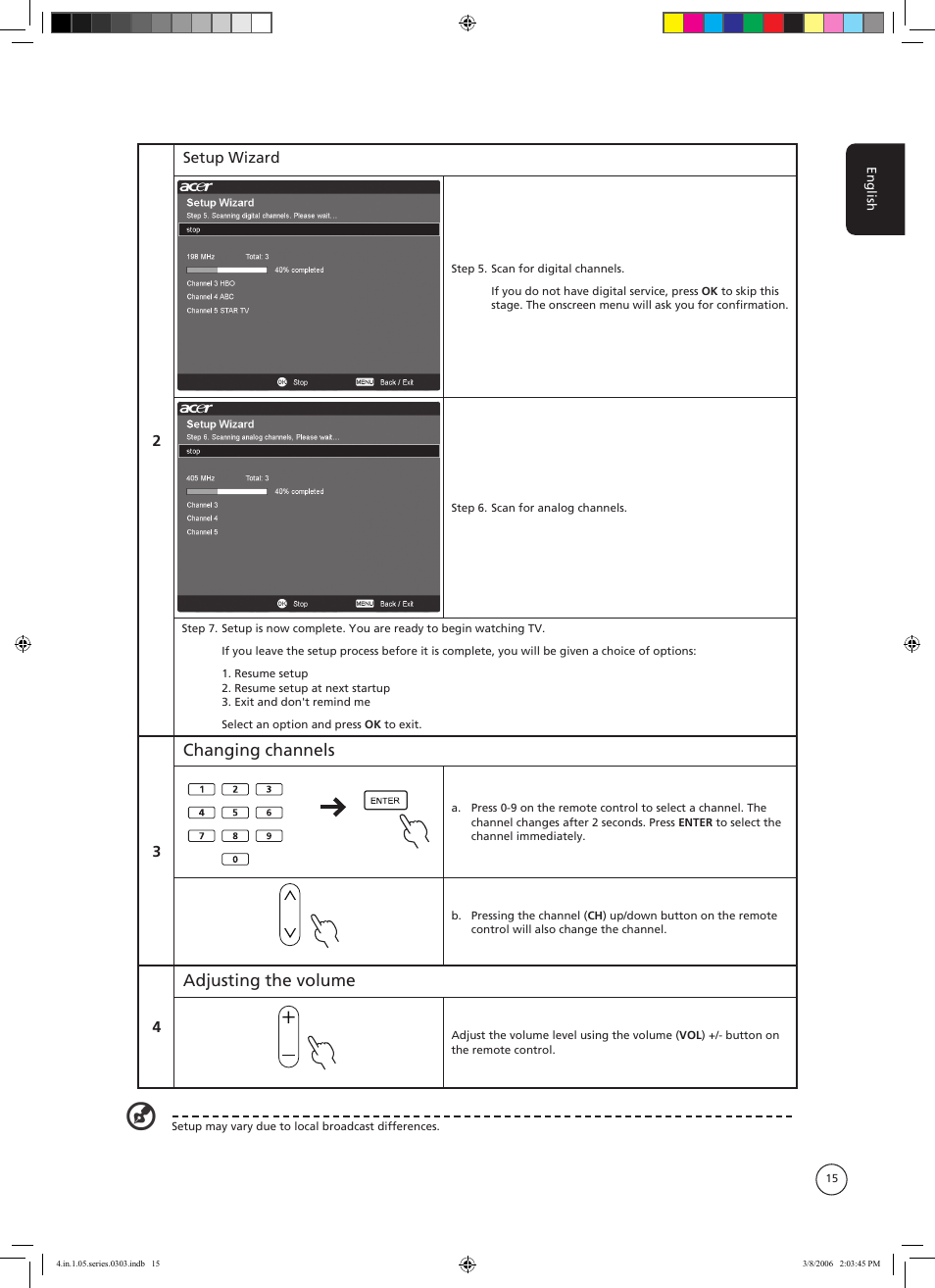 Changing channels, Adjusting the volume | Acer AT3705-MGW User Manual | Page 15 / 41
