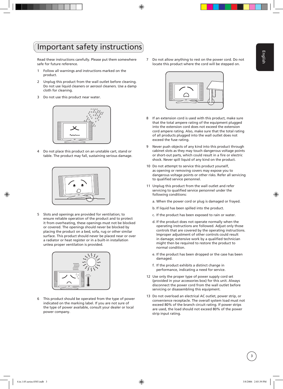 Important safety instructions | Acer AT3705-MGW User Manual | Page 3 / 41