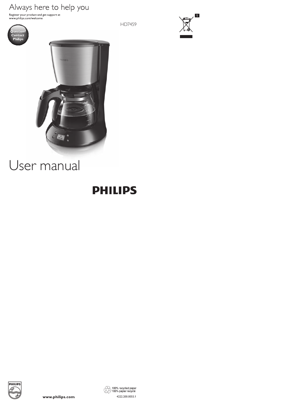 Philips Daily Collection Cafetière User Manual | 11 pages