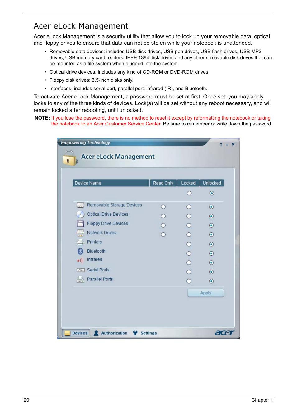 Acer elock management | Acer 5210 User Manual | Page 29 / 113