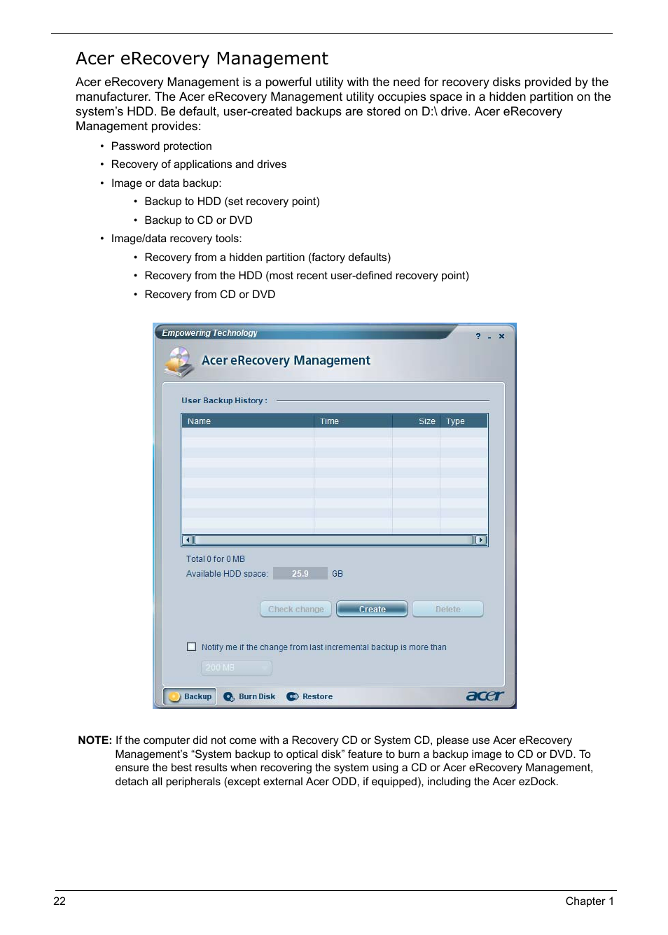 Acer erecovery management | Acer 5210 User Manual | Page 31 / 113