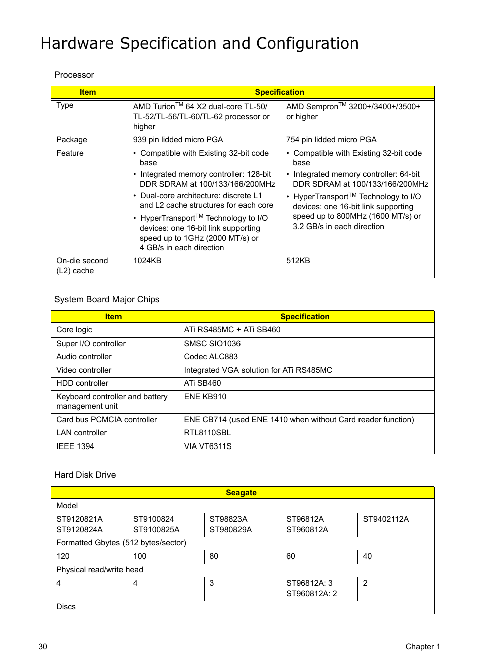 Hardware specification and configuration | Acer 5210 User Manual | Page 39 / 113