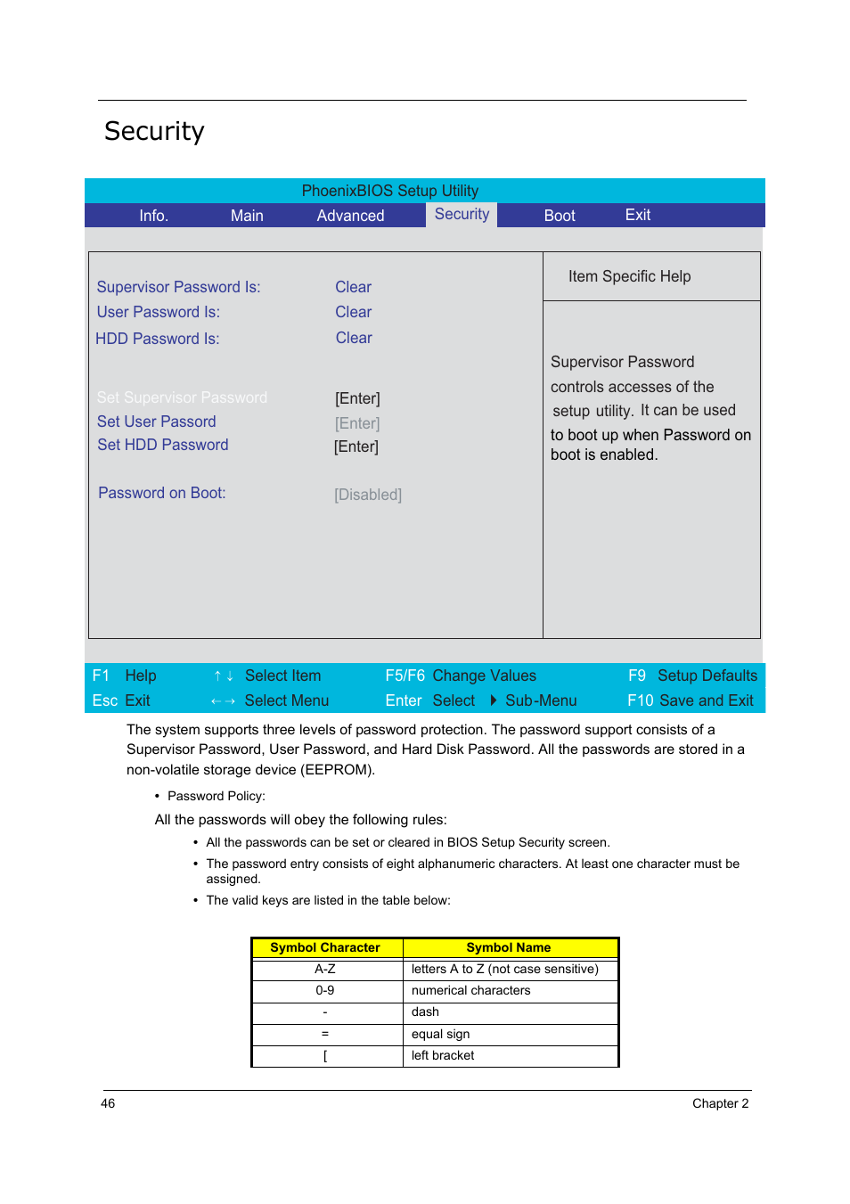 Security | Acer 5210 User Manual | Page 55 / 113