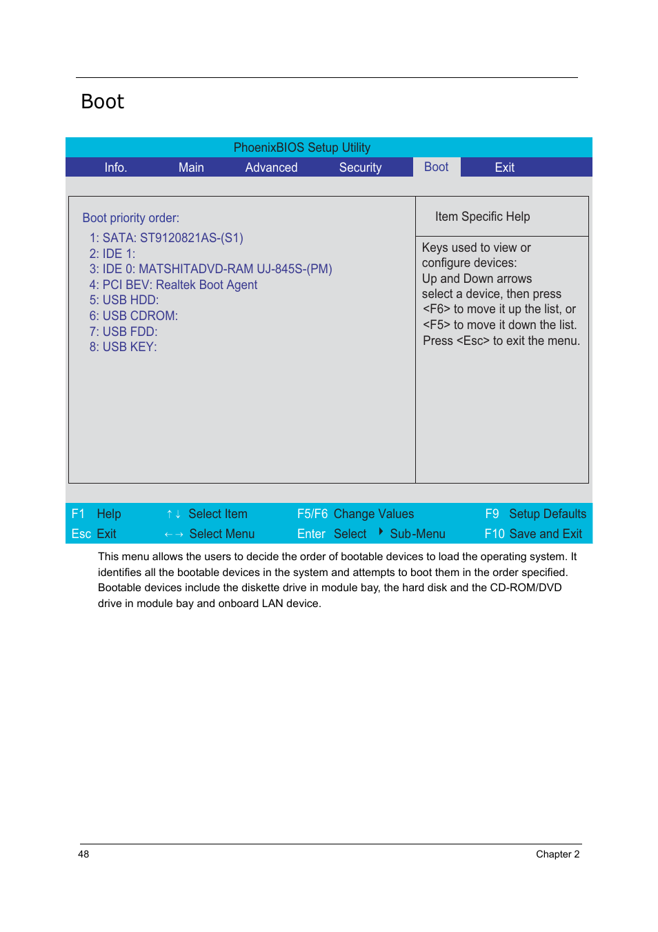 Boot | Acer 5210 User Manual | Page 57 / 113