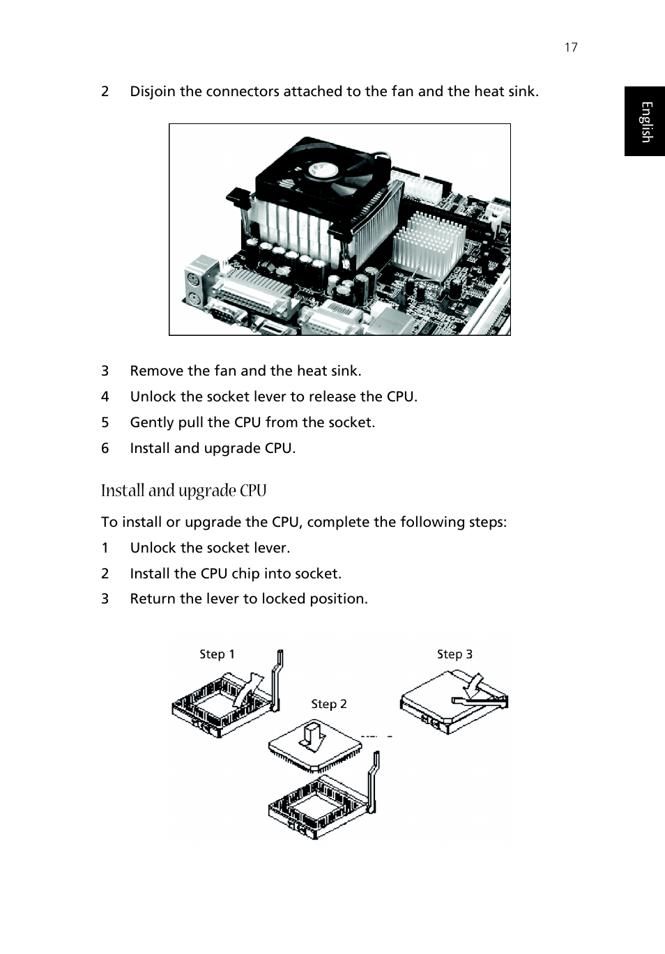 Install and upgrade cpu | Acer Aspire T100 User Manual | Page 23 / 30