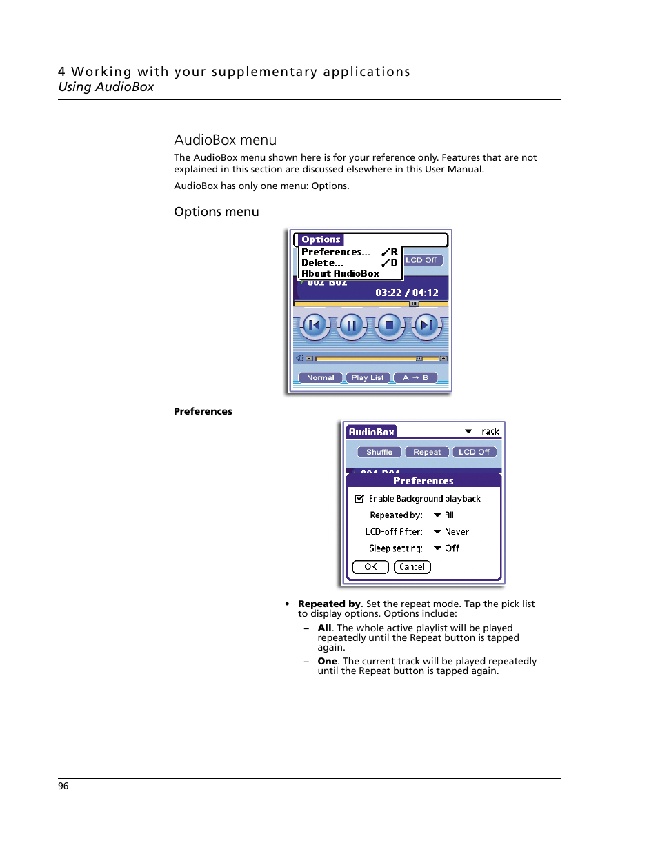 Audiobox menu | Acer s60 User Manual | Page 108 / 296