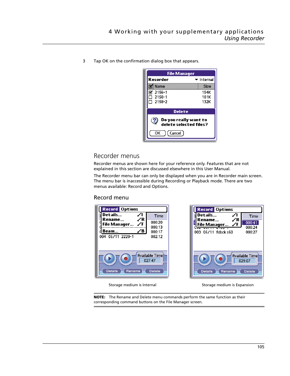 Recorder menus | Acer s60 User Manual | Page 117 / 296