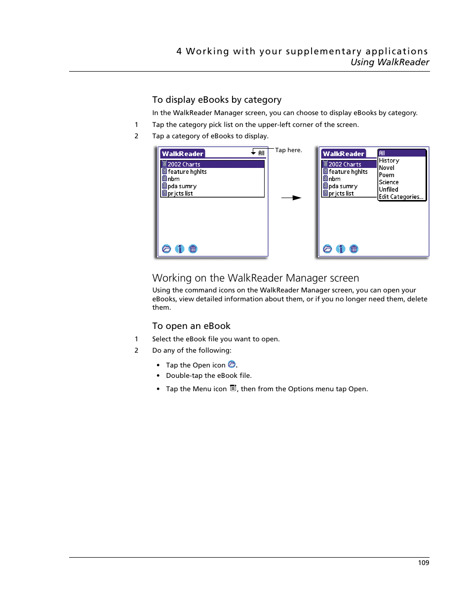 Working on the walkreader manager screen | Acer s60 User Manual | Page 121 / 296