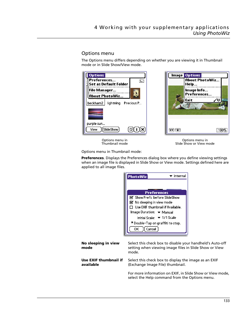 Options menu | Acer s60 User Manual | Page 145 / 296