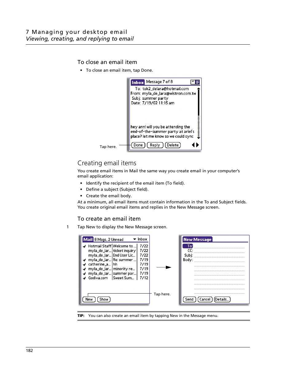 Creating email items | Acer s60 User Manual | Page 194 / 296
