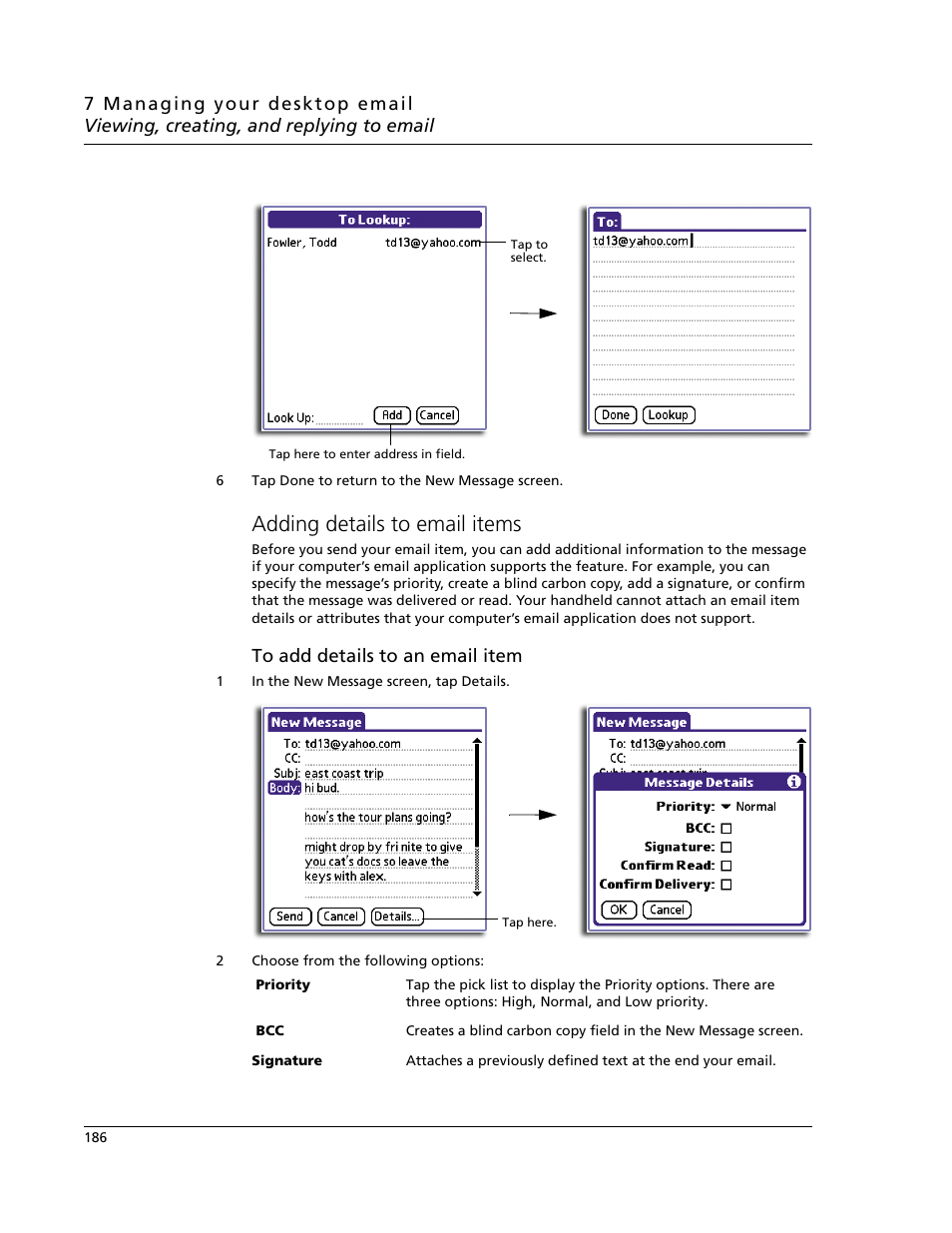 Adding details to email items | Acer s60 User Manual | Page 198 / 296