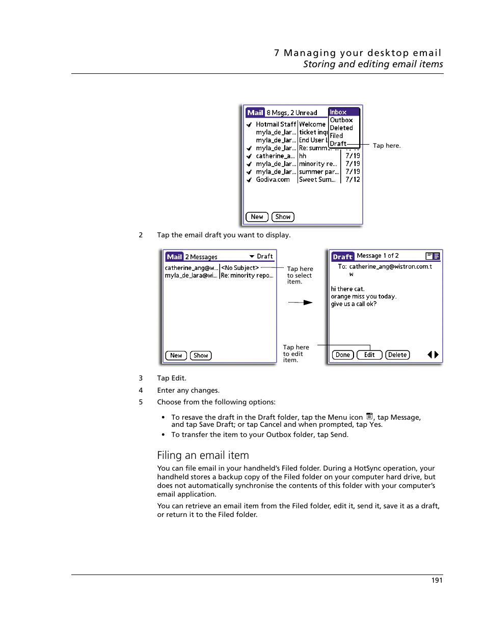 Filing an email item | Acer s60 User Manual | Page 203 / 296