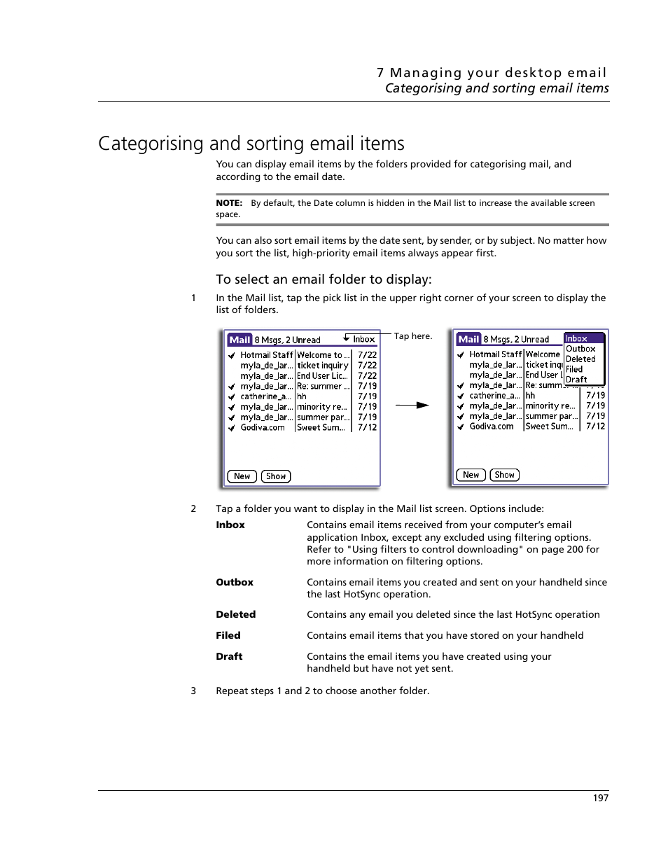 Categorising and sorting email items | Acer s60 User Manual | Page 209 / 296