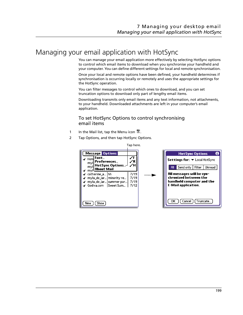 Managing your email application with hotsync | Acer s60 User Manual | Page 211 / 296