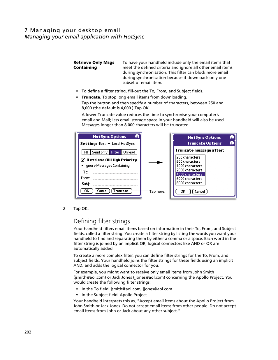 Defining filter strings | Acer s60 User Manual | Page 214 / 296