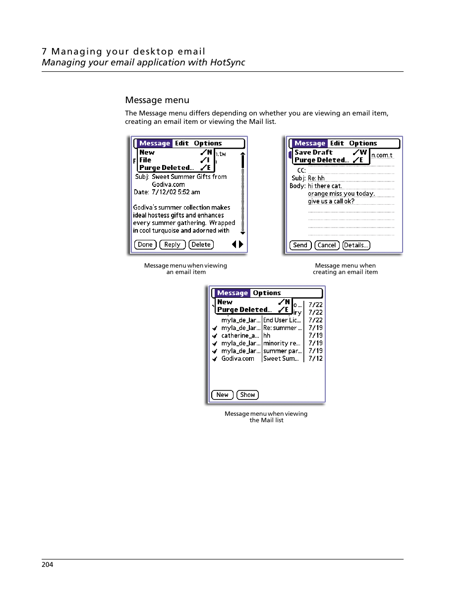 Message menu | Acer s60 User Manual | Page 216 / 296