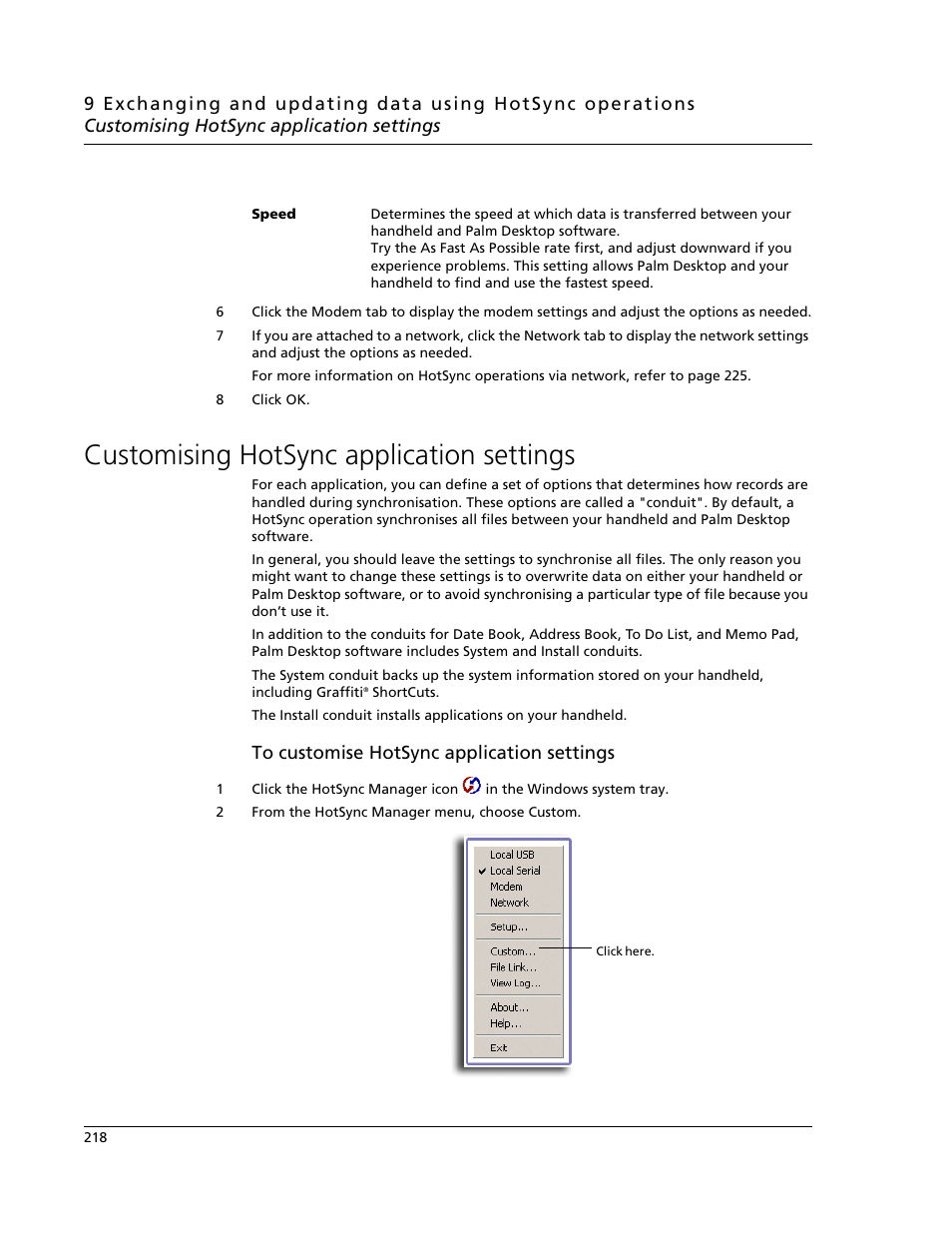 Customising hotsync application settings | Acer s60 User Manual | Page 230 / 296