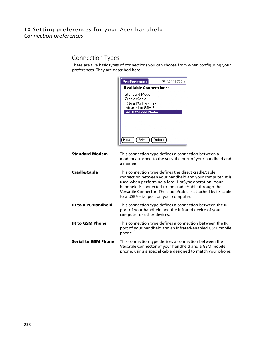 Connection types | Acer s60 User Manual | Page 250 / 296