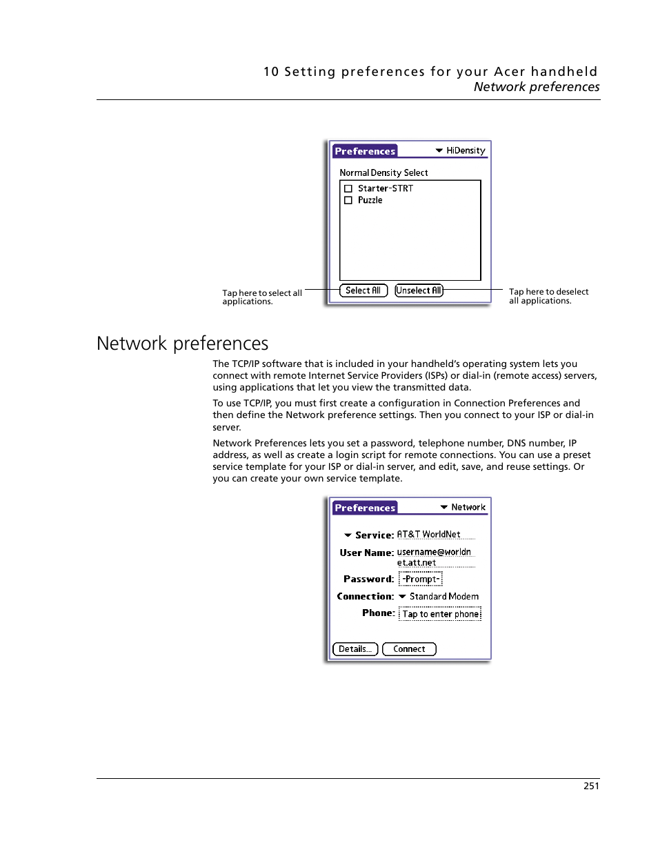 Network preferences | Acer s60 User Manual | Page 263 / 296