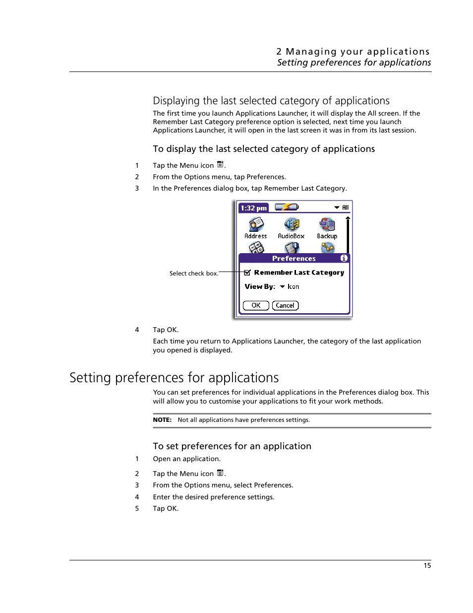 Setting preferences for applications | Acer s60 User Manual | Page 27 / 296