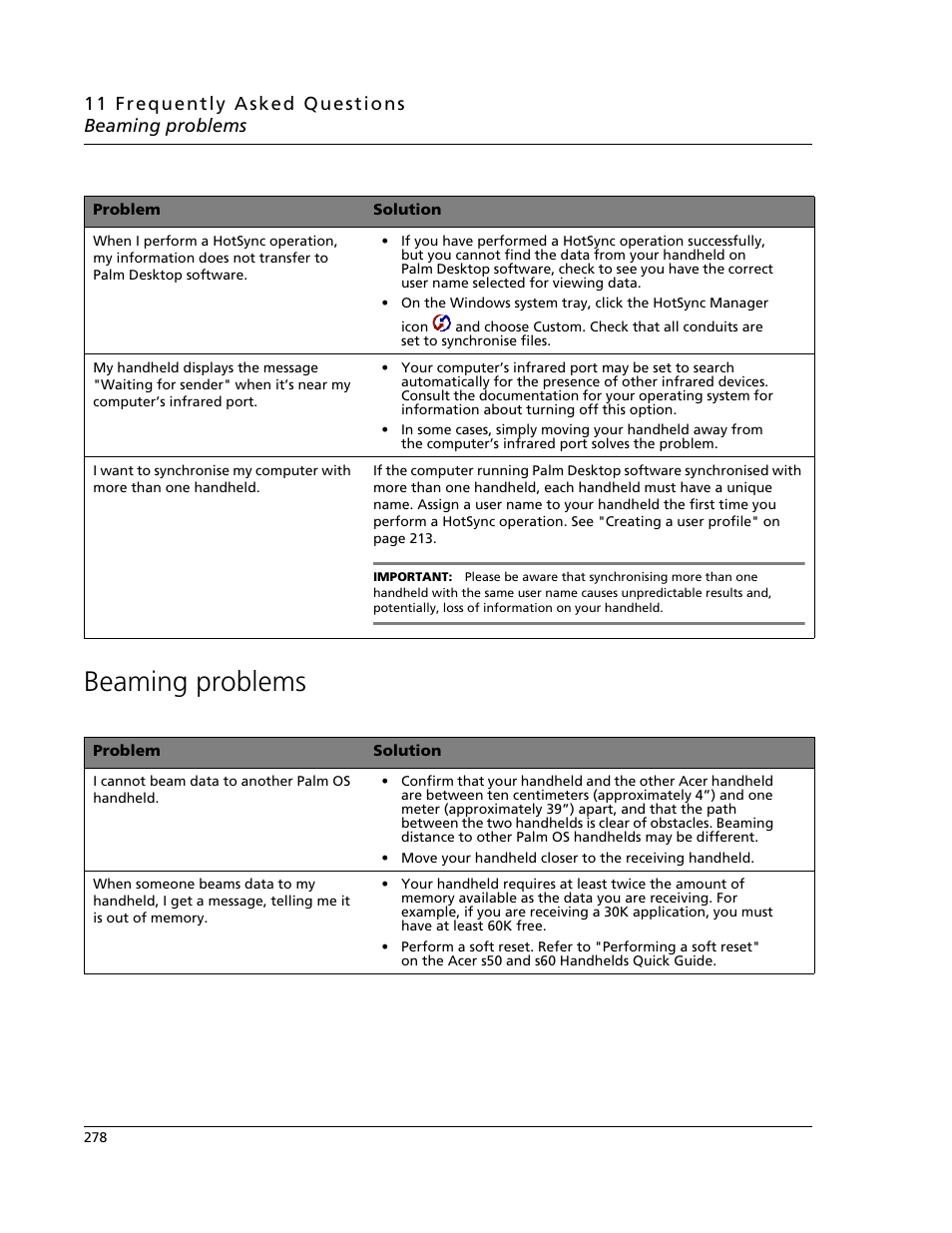 Beaming problems | Acer s60 User Manual | Page 290 / 296