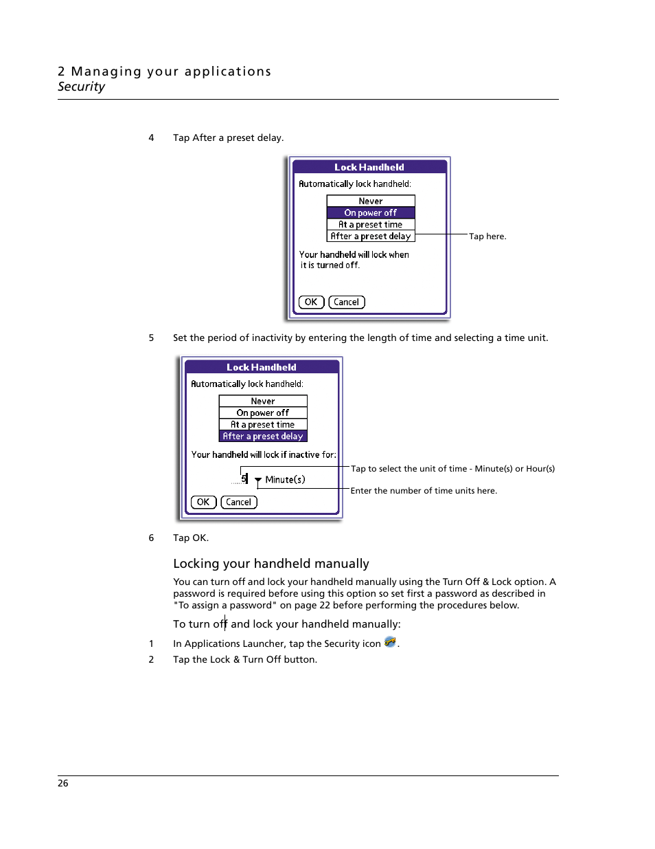 Locking your handheld manually | Acer s60 User Manual | Page 38 / 296