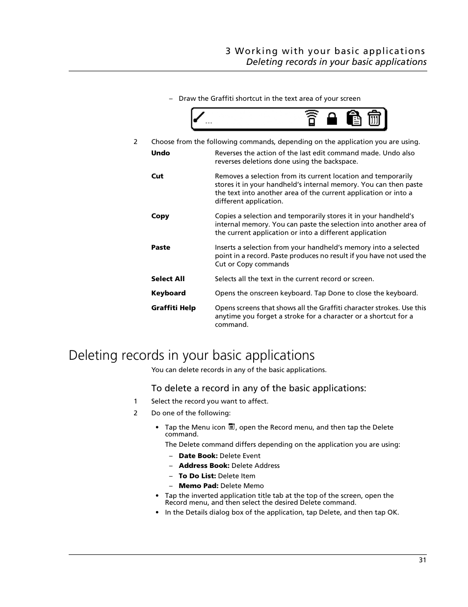 Deleting records in your basic applications | Acer s60 User Manual | Page 43 / 296