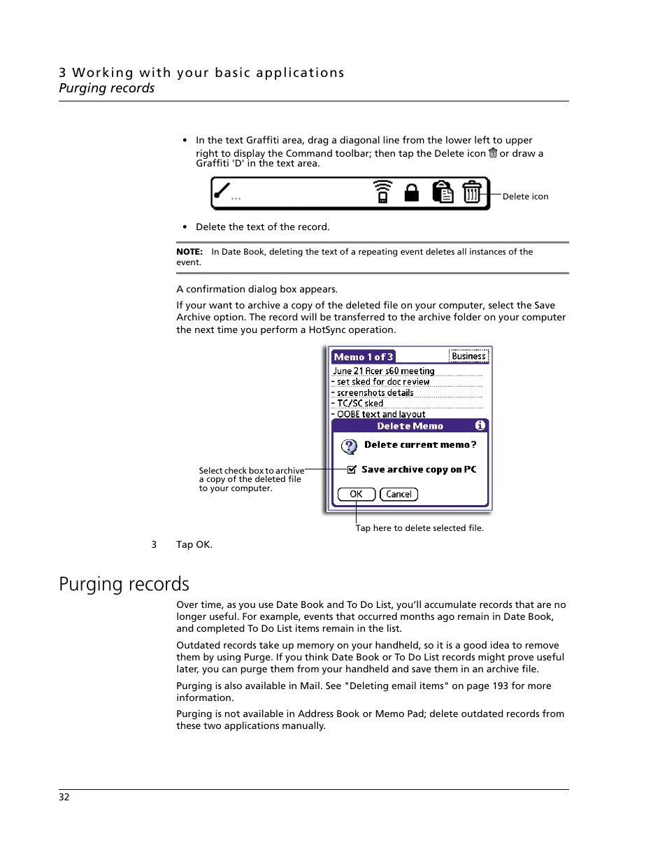 Purging records | Acer s60 User Manual | Page 44 / 296