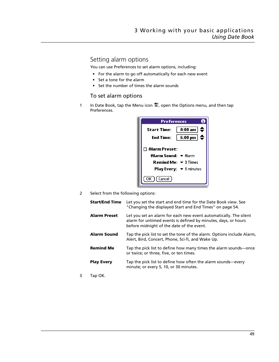 Setting alarm options | Acer s60 User Manual | Page 61 / 296