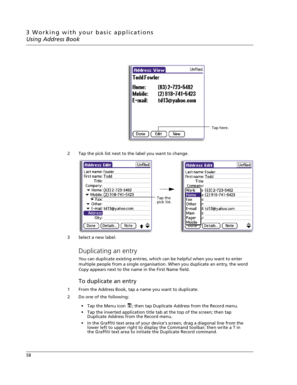 Duplicating an entry | Acer s60 User Manual | Page 70 / 296