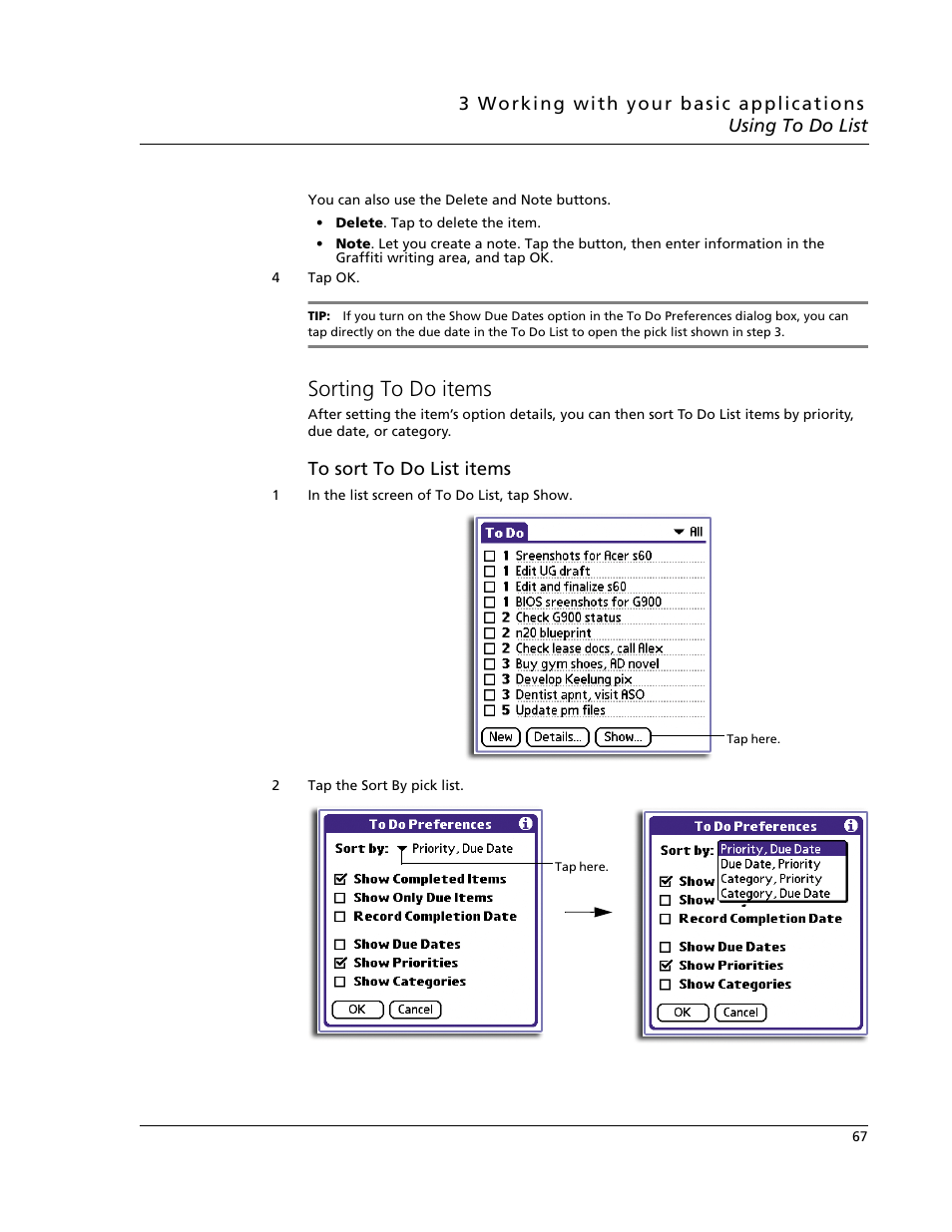 Sorting to do items | Acer s60 User Manual | Page 79 / 296