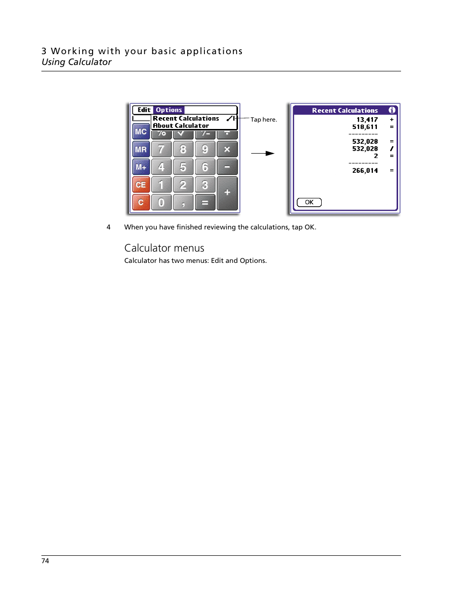 Calculator menus | Acer s60 User Manual | Page 86 / 296