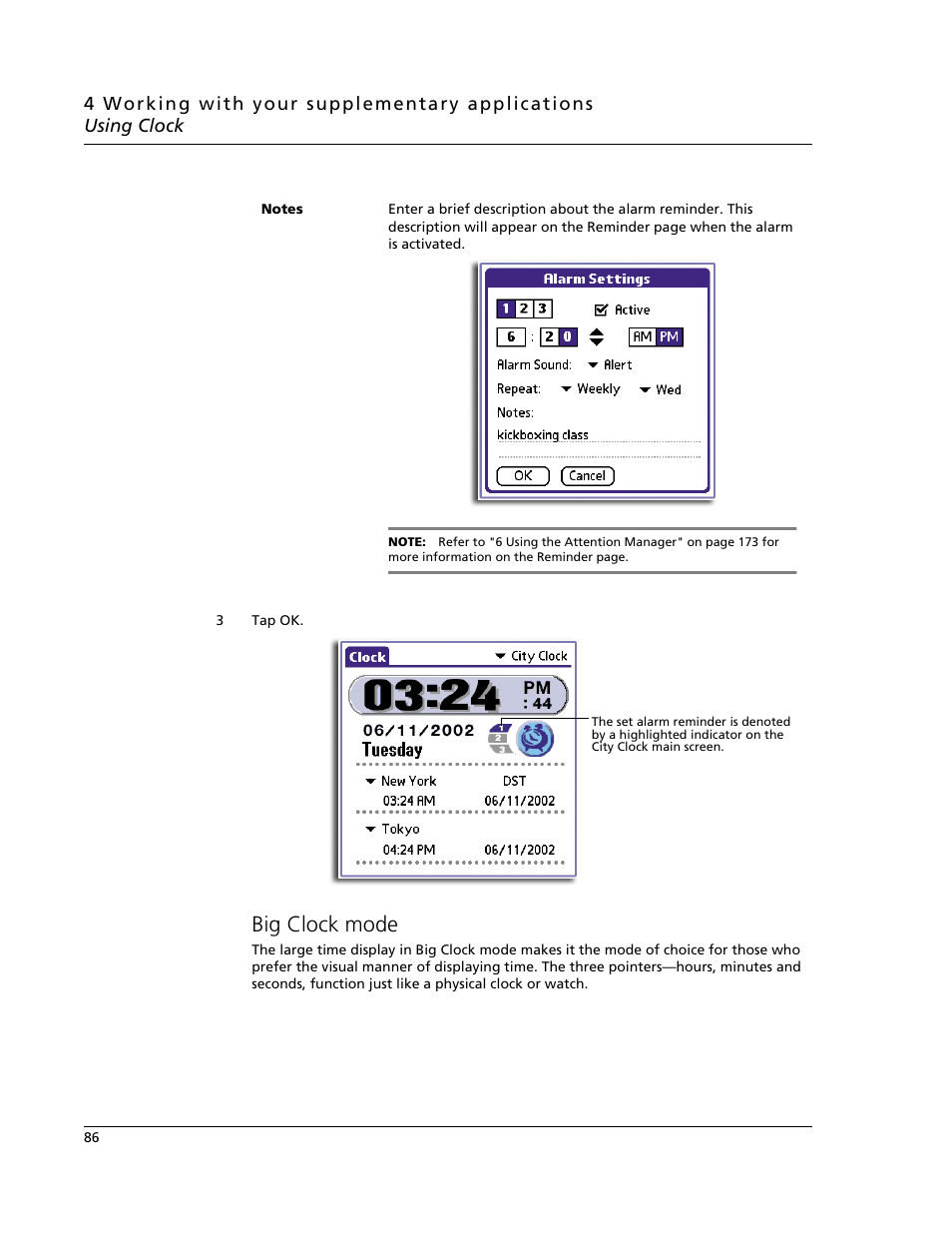 Big clock mode | Acer s60 User Manual | Page 98 / 296