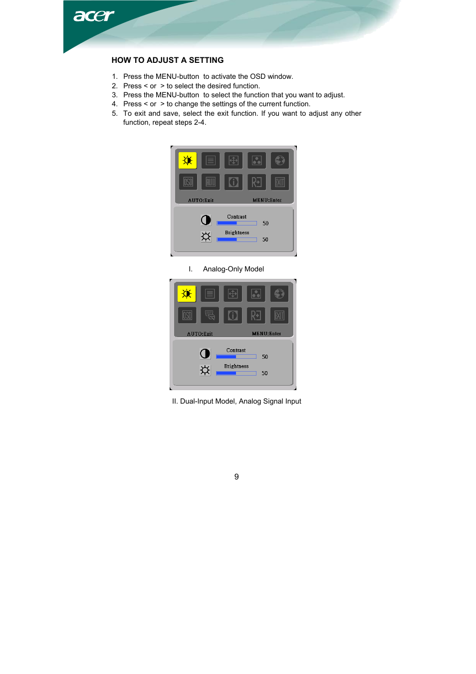 Acer AL1751 User Manual | Page 10 / 20