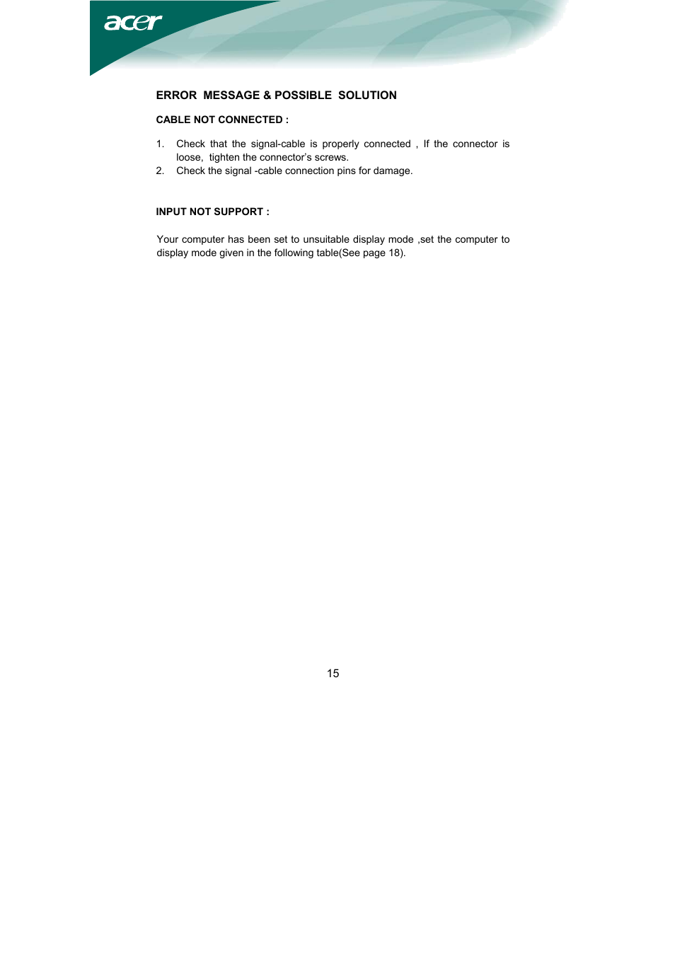 Acer AL1751 User Manual | Page 16 / 20