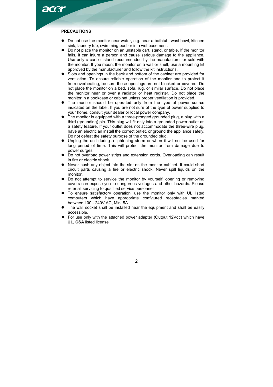 Acer AL1751 User Manual | Page 3 / 20