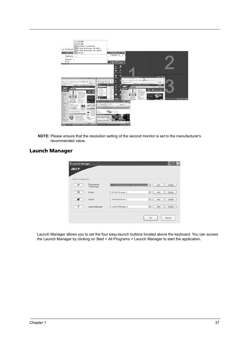 Launch manager | Acer 3250 User Manual | Page 45 / 124